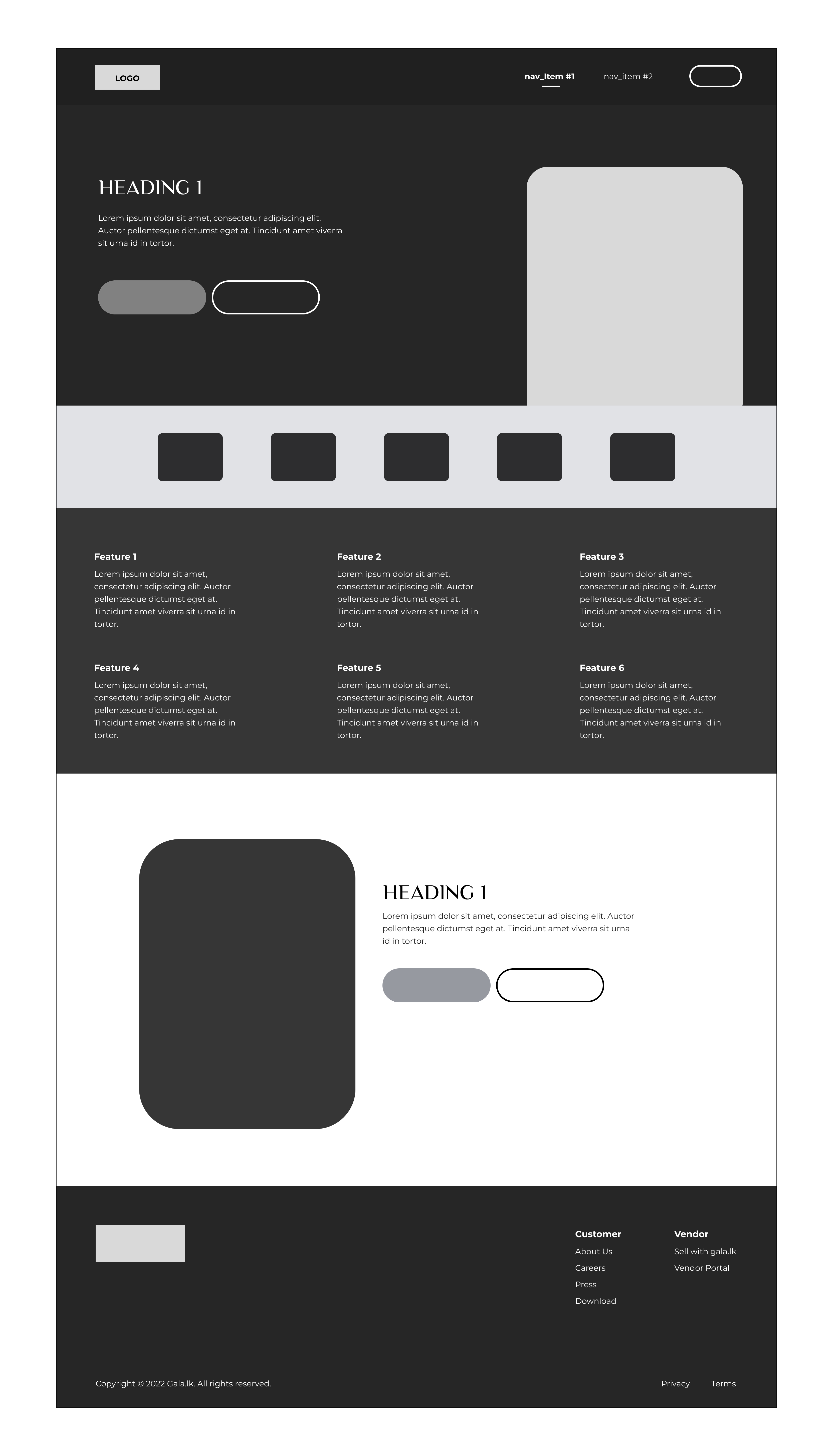 Gala Web Wireframe